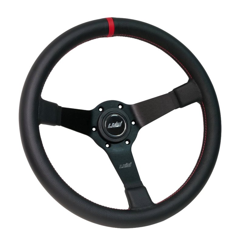 Luisi Mirage Corsa Sportlenkrad Leder schwarz / rot geschüsselt & TÜV Prüfbericht
